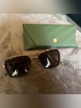 Classic Brown Lens Women's Sunglasses with Green Case